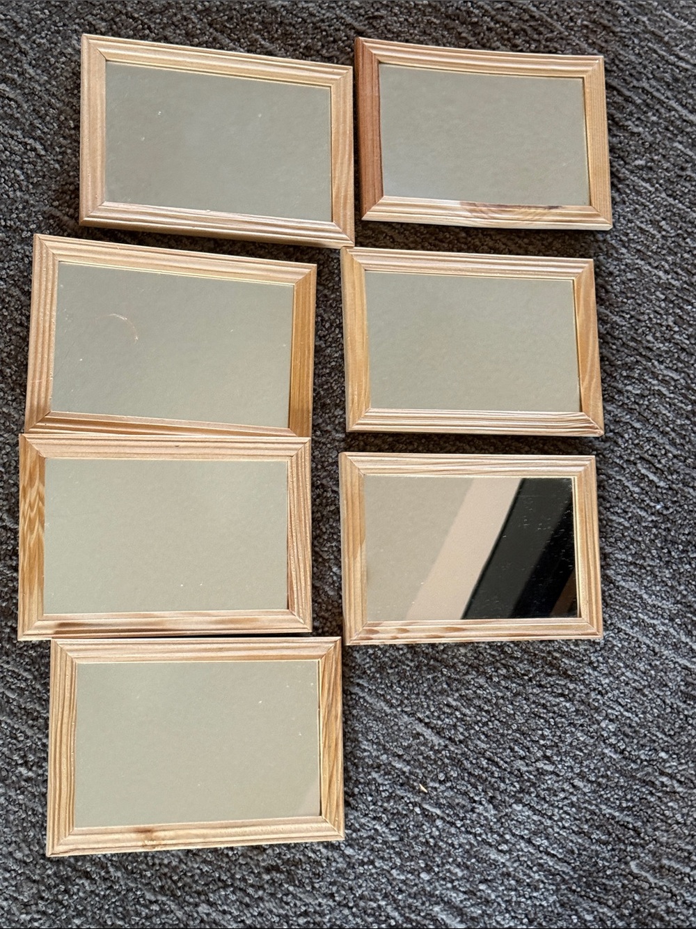 Natural Wood Frame Wall Mirror Set - 7-Piece